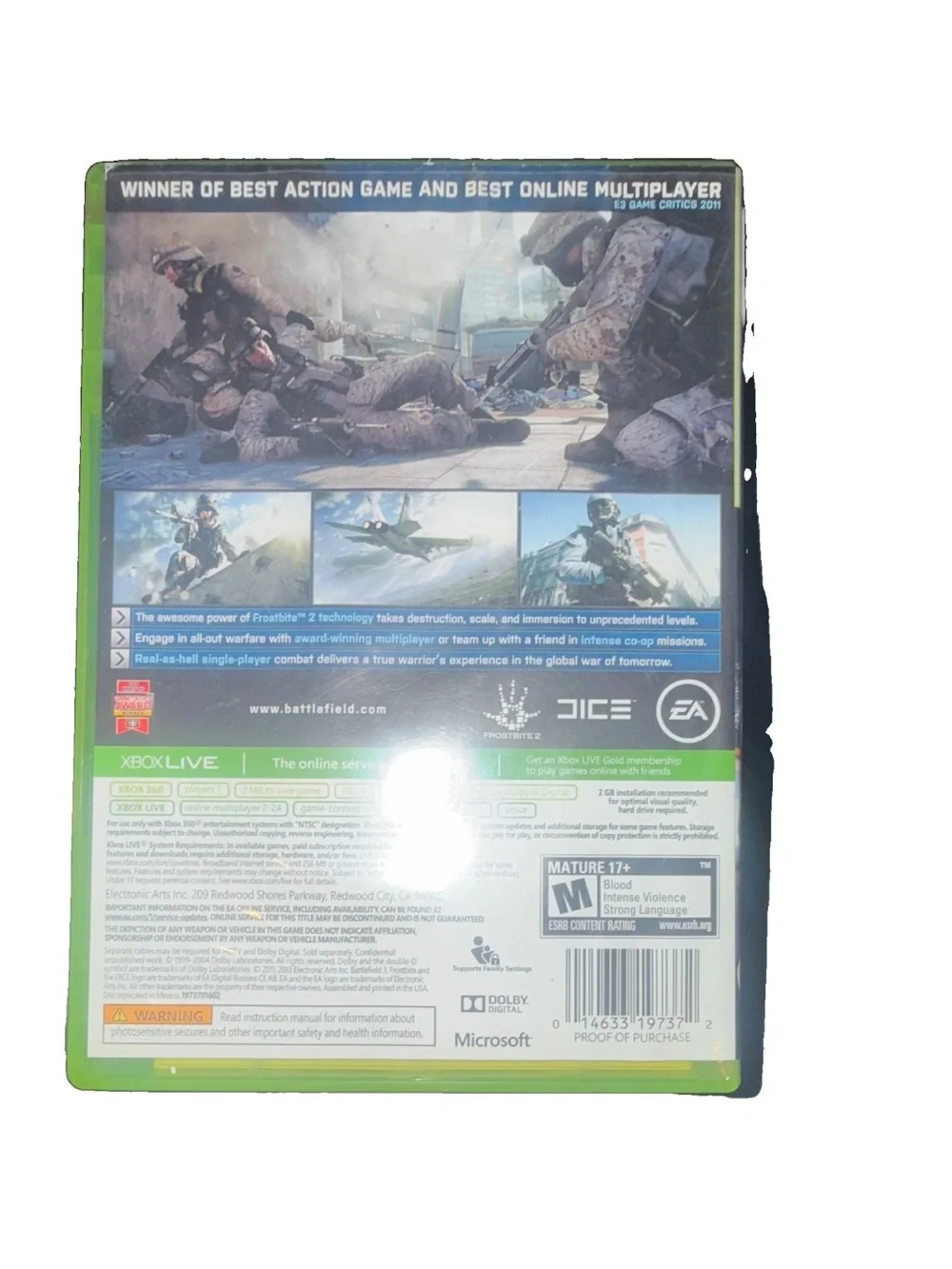 Battlefield 3 (Platinum Hits) for Xbox 360 - Green